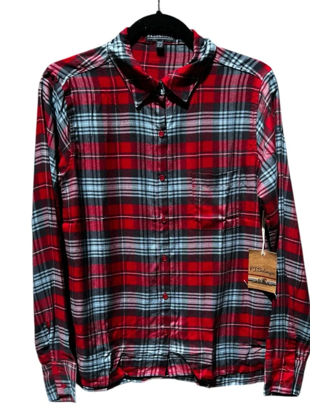 🌻NEW w/tag PJ Salvage Plaid Lightweight Button-Up Shirt Size Small - Picture 6 of 12